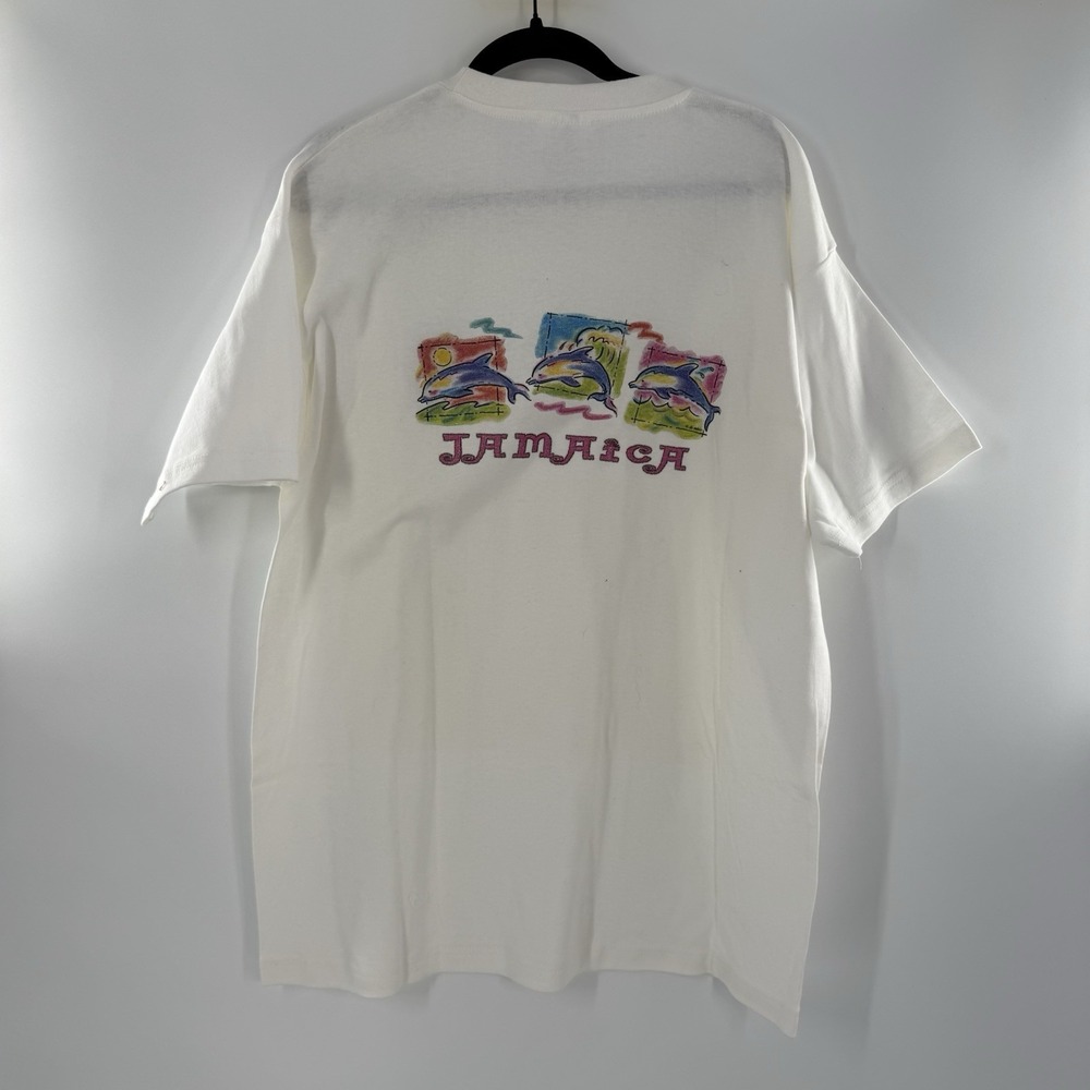 Magic Tee JAMAICA T-Shirt White XL Colorful Dolphins Fish Coral